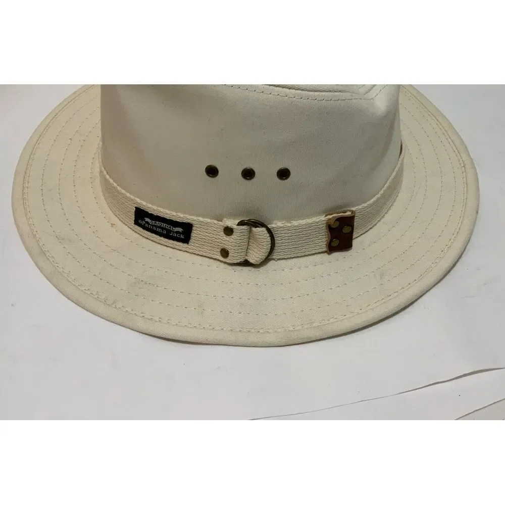 Vintage The Original Panama Jacket Canvas Bush Safari Fedora Hat White Medium